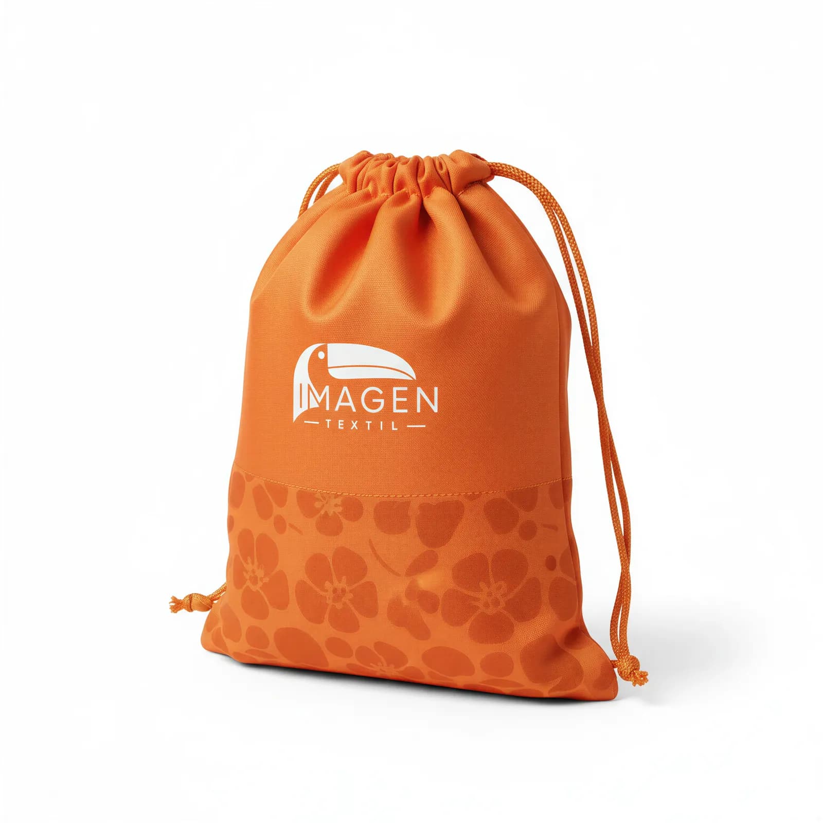 Bolsa de tela en tafeta naranja estampada, vista principal