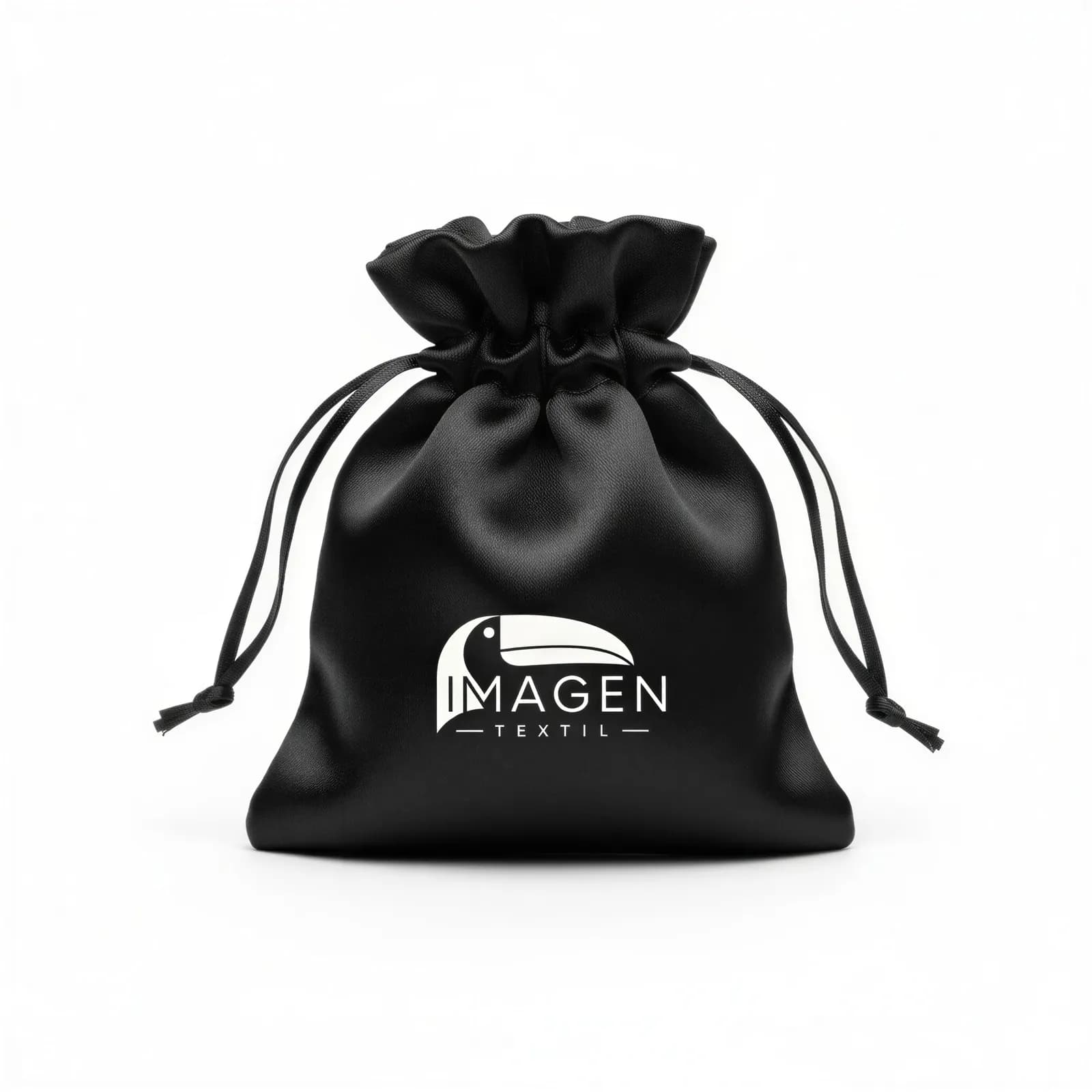 Bolsa de joyería en satín negro, vista principal