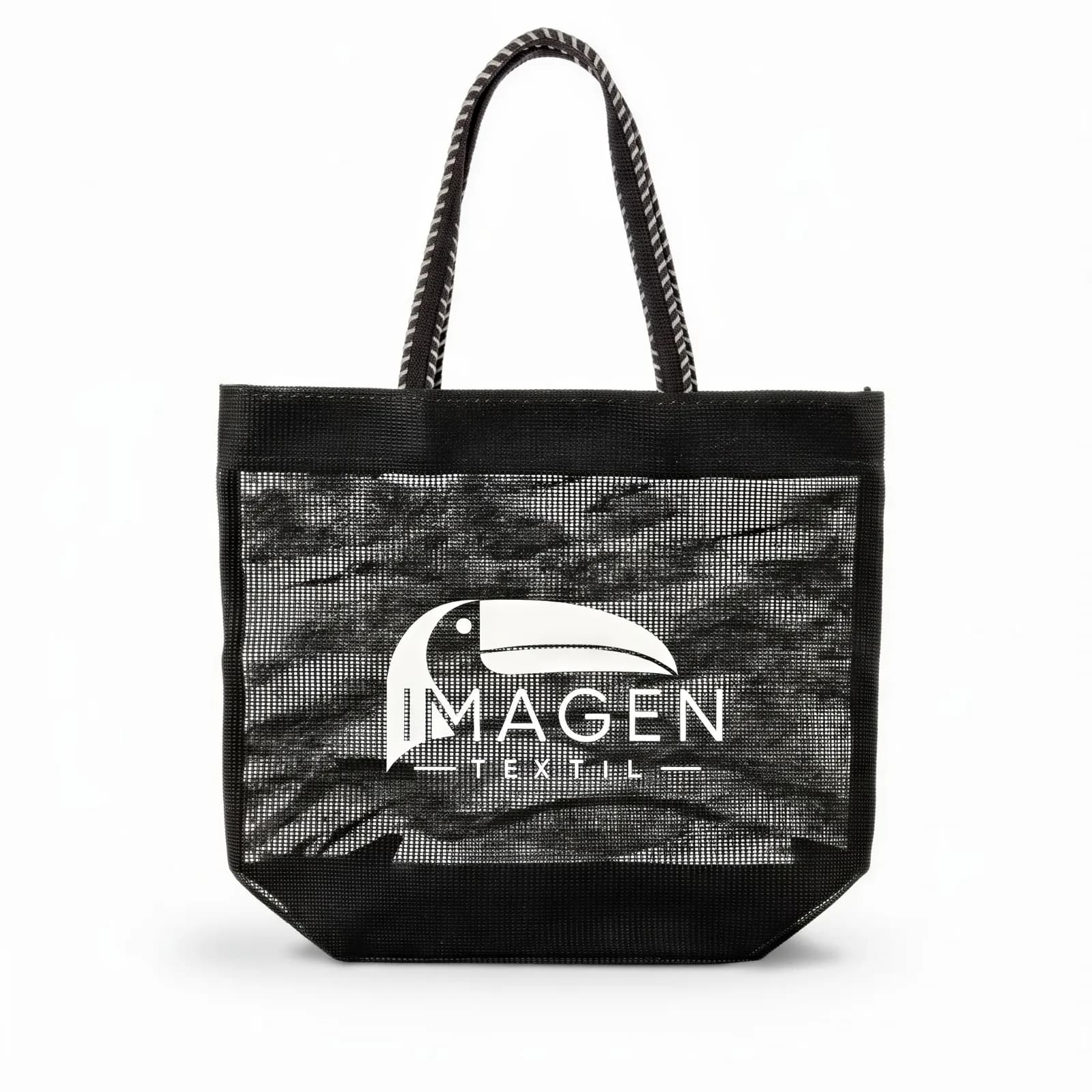 Tote ancho de yute teñido negro, vista principal